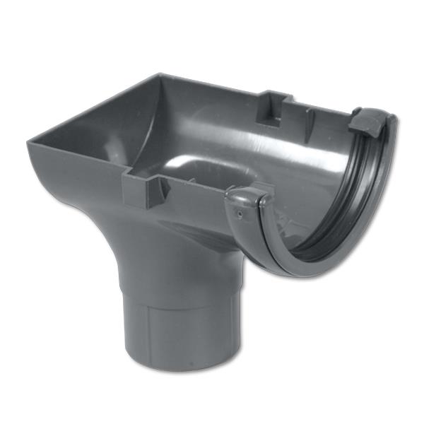 FloPlast Grey Half Round Gutter Running Outlet | FasciaExpert.co.uk